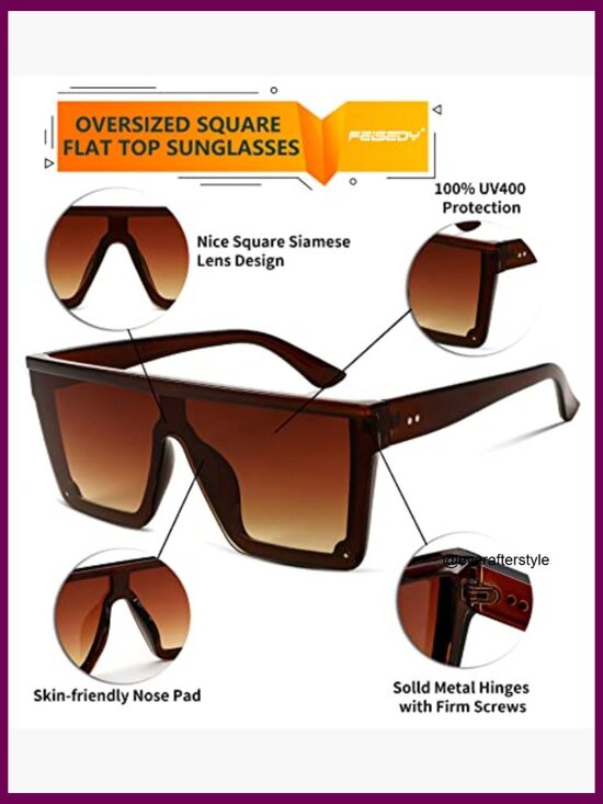 Oversized Square Sunglasses with UV400 Protection Composite Frame main image 5